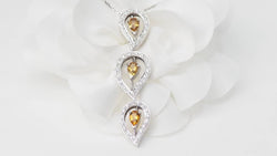 Collier en or blanc, citrine et diamants - Castafiore