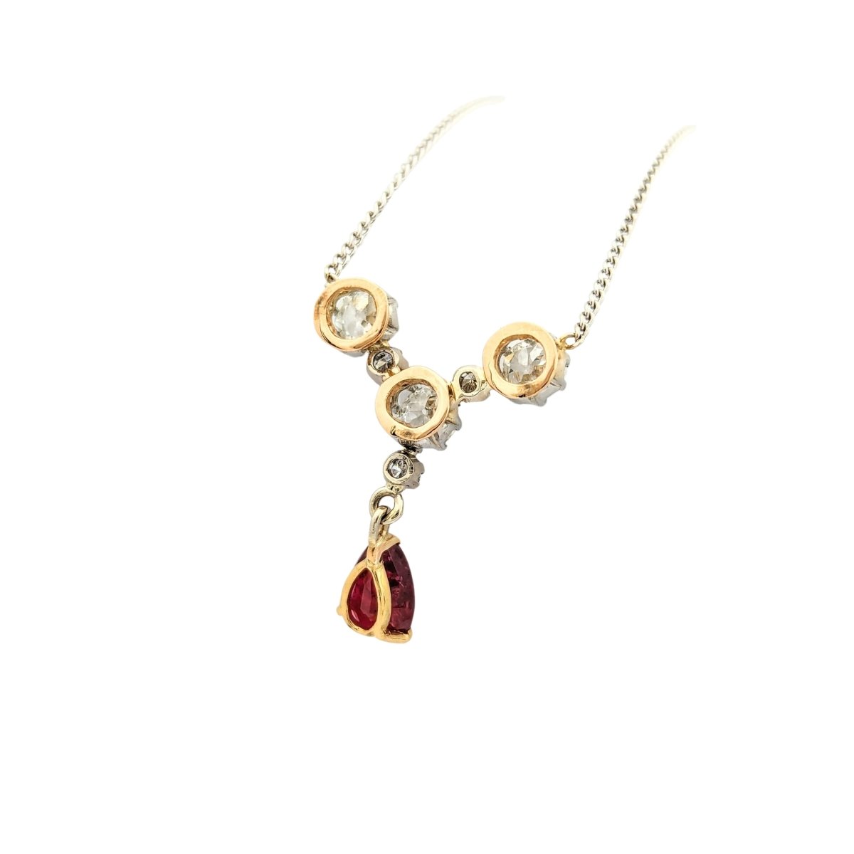 Collier en or blanc diamants et rubis - Castafiore