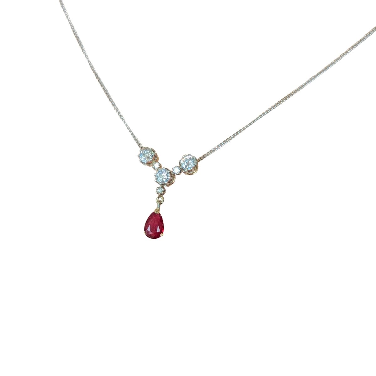 Collier en or blanc diamants et rubis - Castafiore