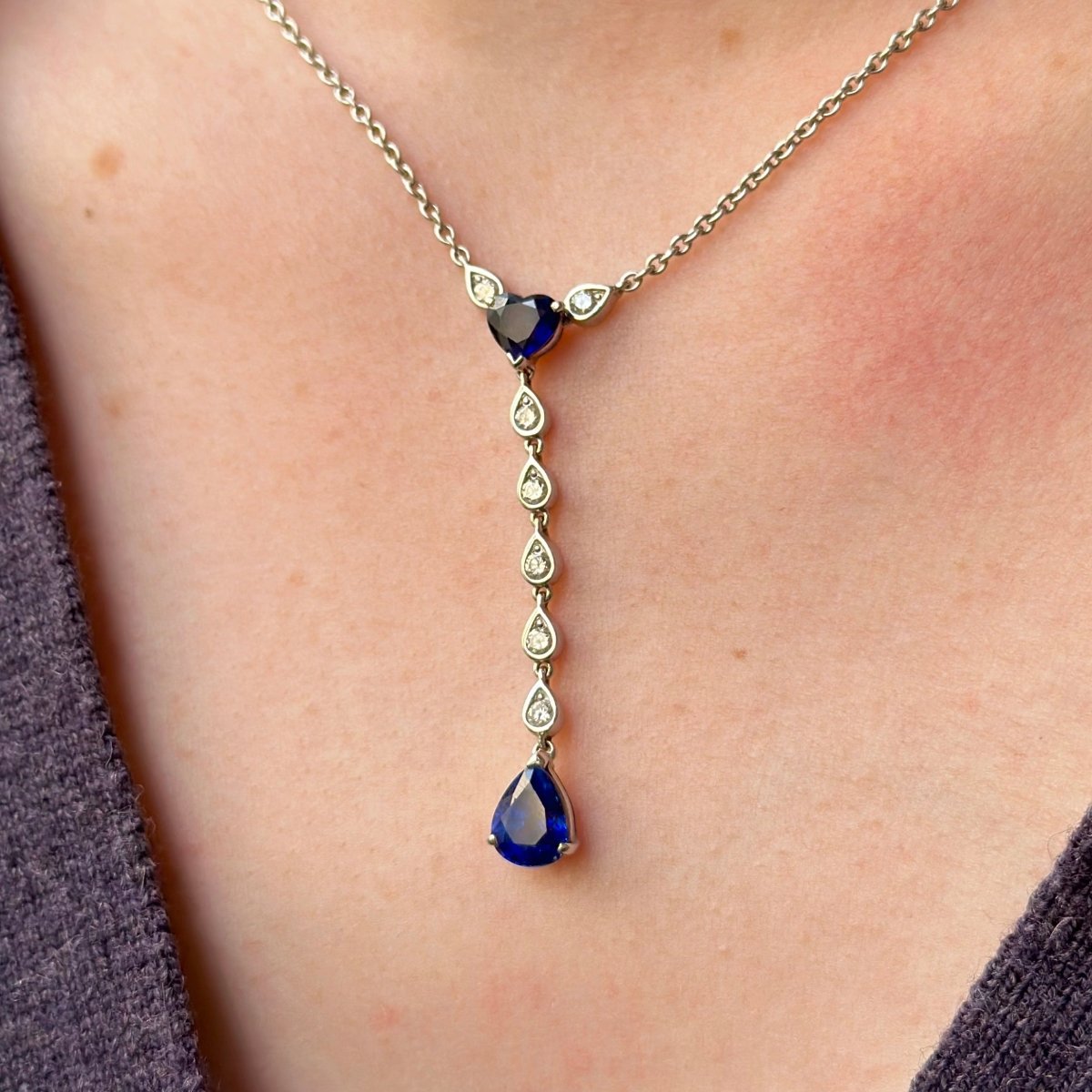 Collier en or blanc et saphir - Castafiore