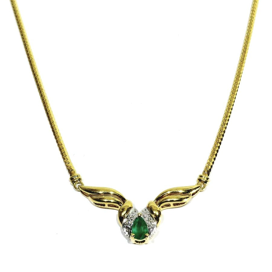 Collier en or blanc, or jaune, émeraude et diamants - Castafiore