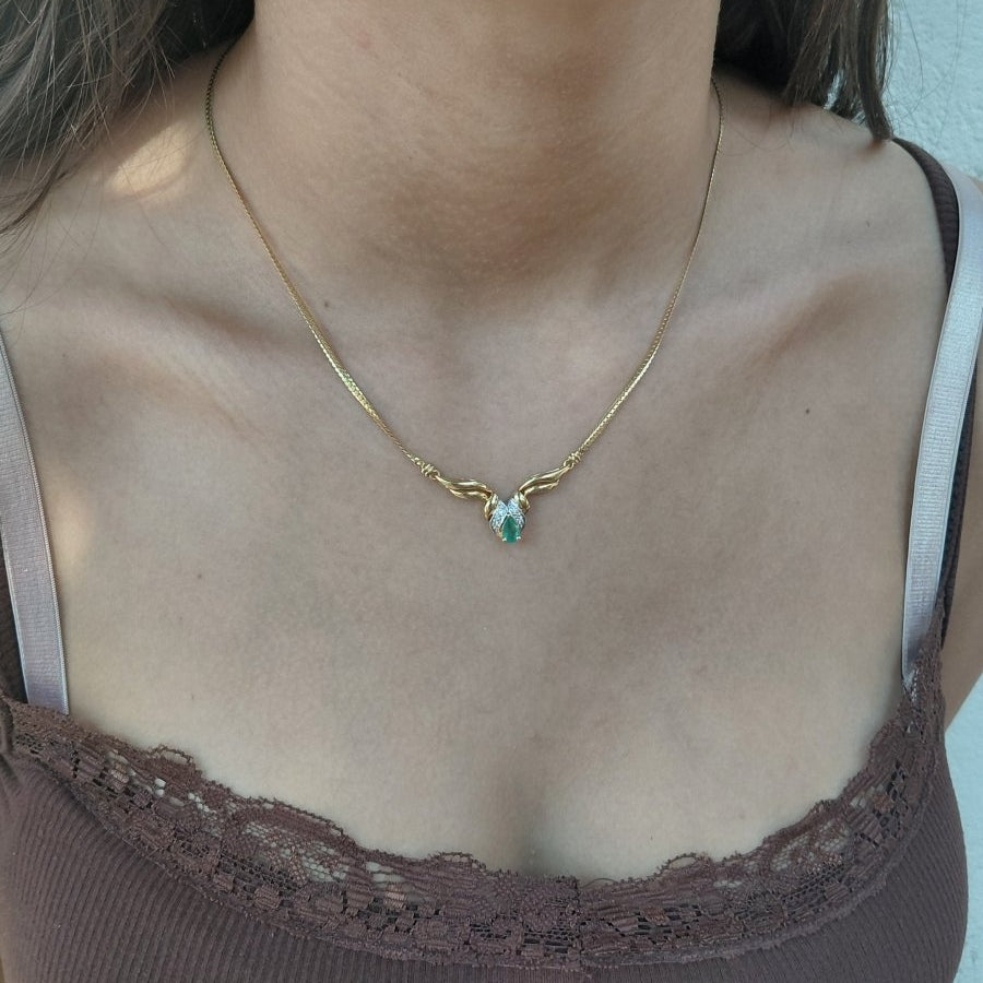 Collier en or blanc, or jaune, émeraude et diamants - Castafiore