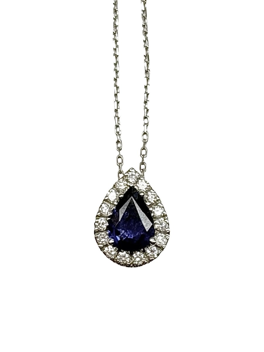 Collier en or blanc, saphir et diamants - Castafiore