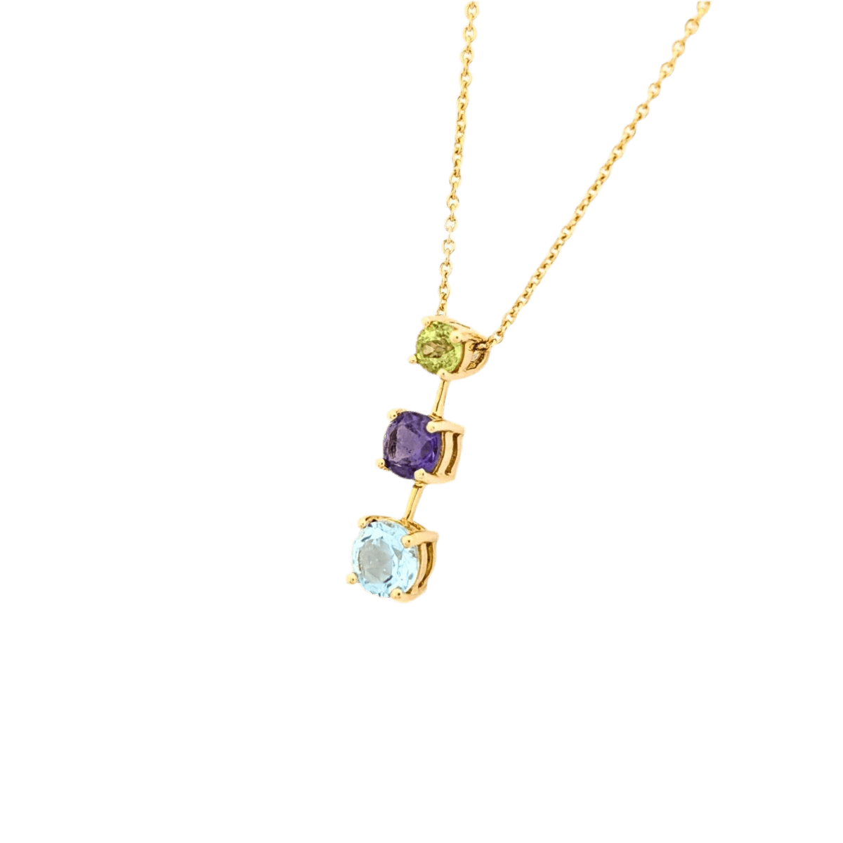 Collier en or jaune, aigue - marine, améthyste et péridot - Castafiore