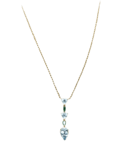 Collier en or jaune, aigue - marine, topaze et émeraudes - Castafiore
