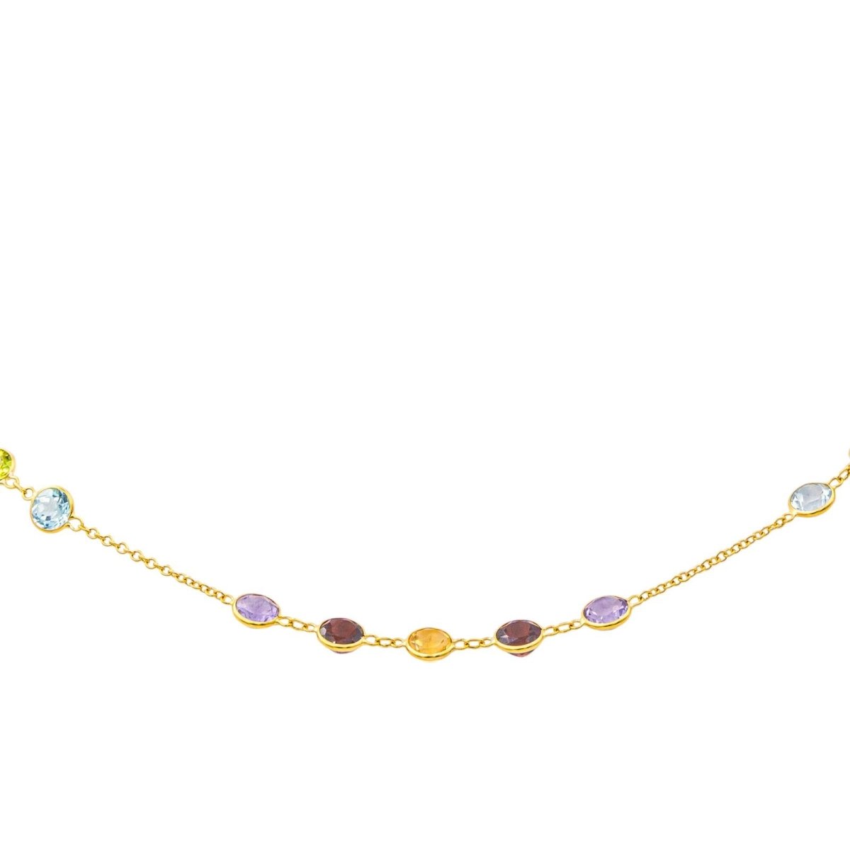 Collier en or jaune, améthystes, grenats, citrines, topazes et grenat - Castafiore