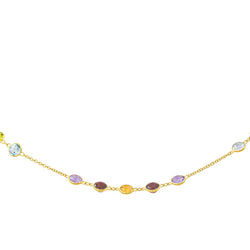 Collier en or jaune, améthystes, grenats, citrines, topazes et grenat - Castafiore