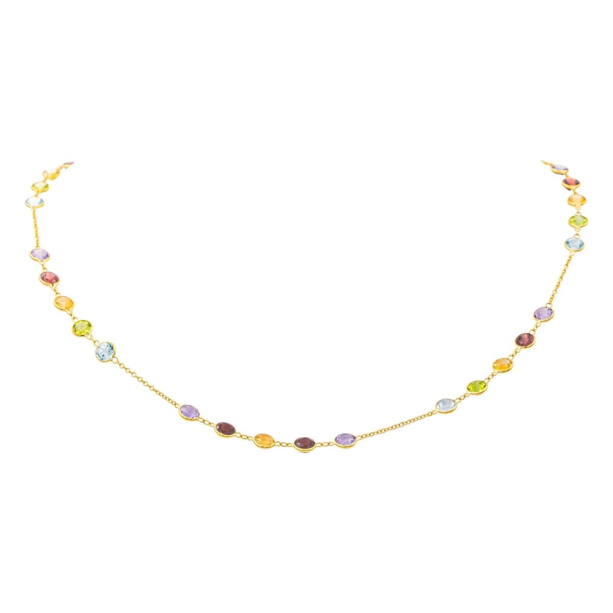 Collier en or jaune, améthystes, grenats, citrines, topazes et grenat - Castafiore