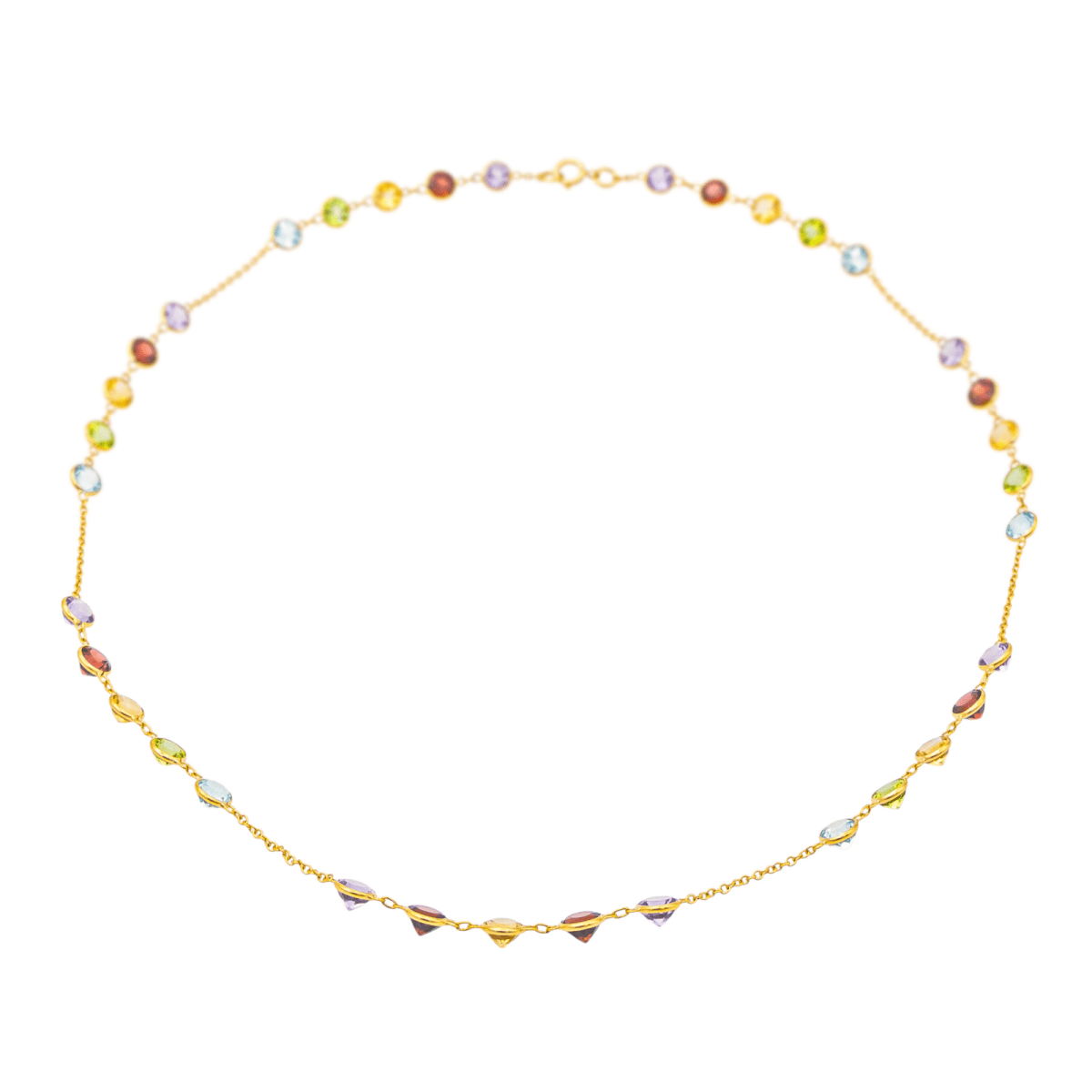 Collier en or jaune, améthystes, grenats, citrines, topazes et grenat - Castafiore