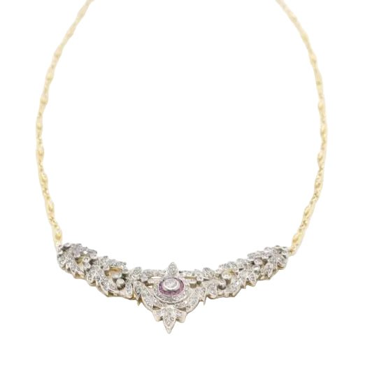 Collier en or jaune, argent, rubis et diamants - Castafiore