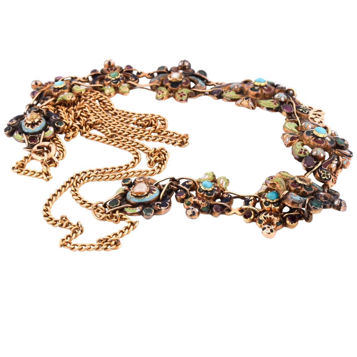 Collier en or jaune et émail - Castafiore