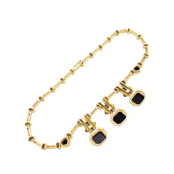 Collier en or jaune, hématites et diamants - Castafiore