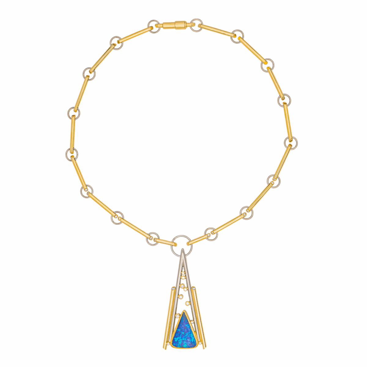 Collier en or jaune, or blanc, opale et diamants - Castafiore