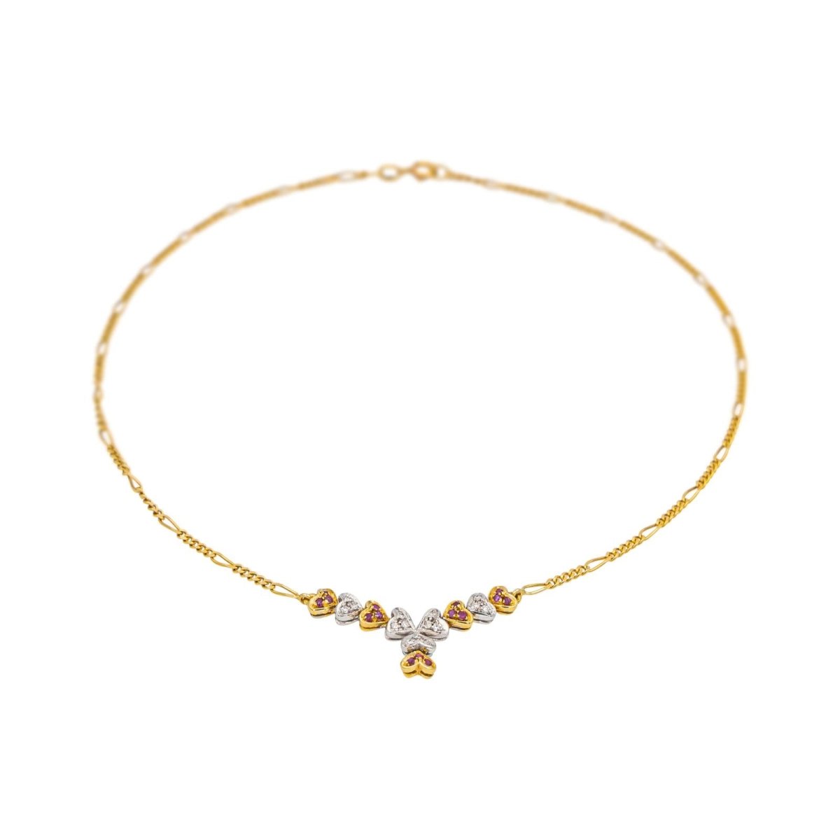 Collier en or jaune, or blanc, rubis et diamants - Castafiore