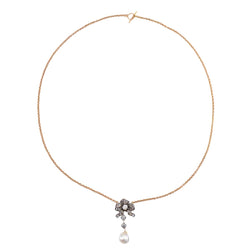 Collier en or jaune, perle et diamants - Castafiore