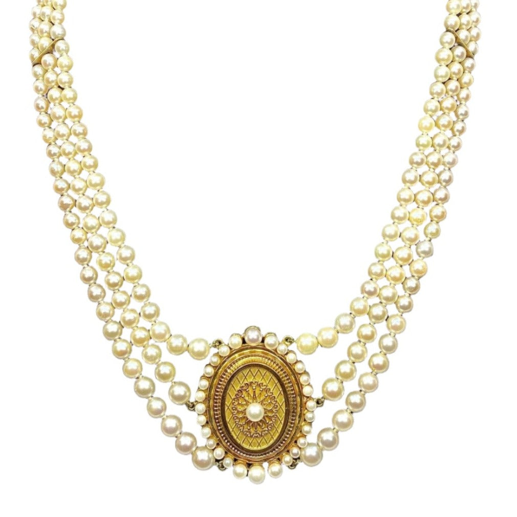 Collier en or jaune, rubis et perle - Castafiore