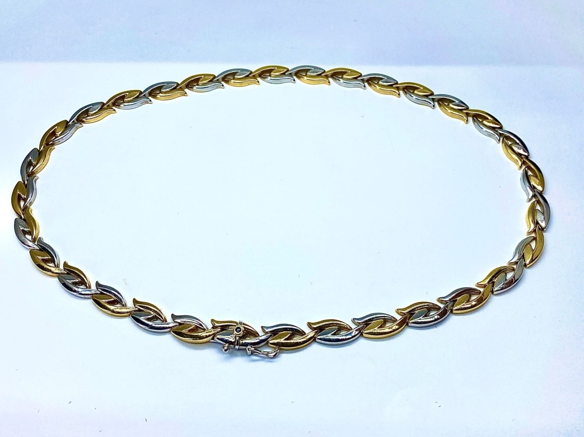 Collier et bracelet en or jaune et blanc 18 carats formant parure - Castafiore