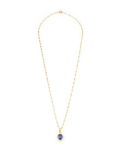 Collier et pendentif Marguerite en or jaune, saphir et diamants - Castafiore