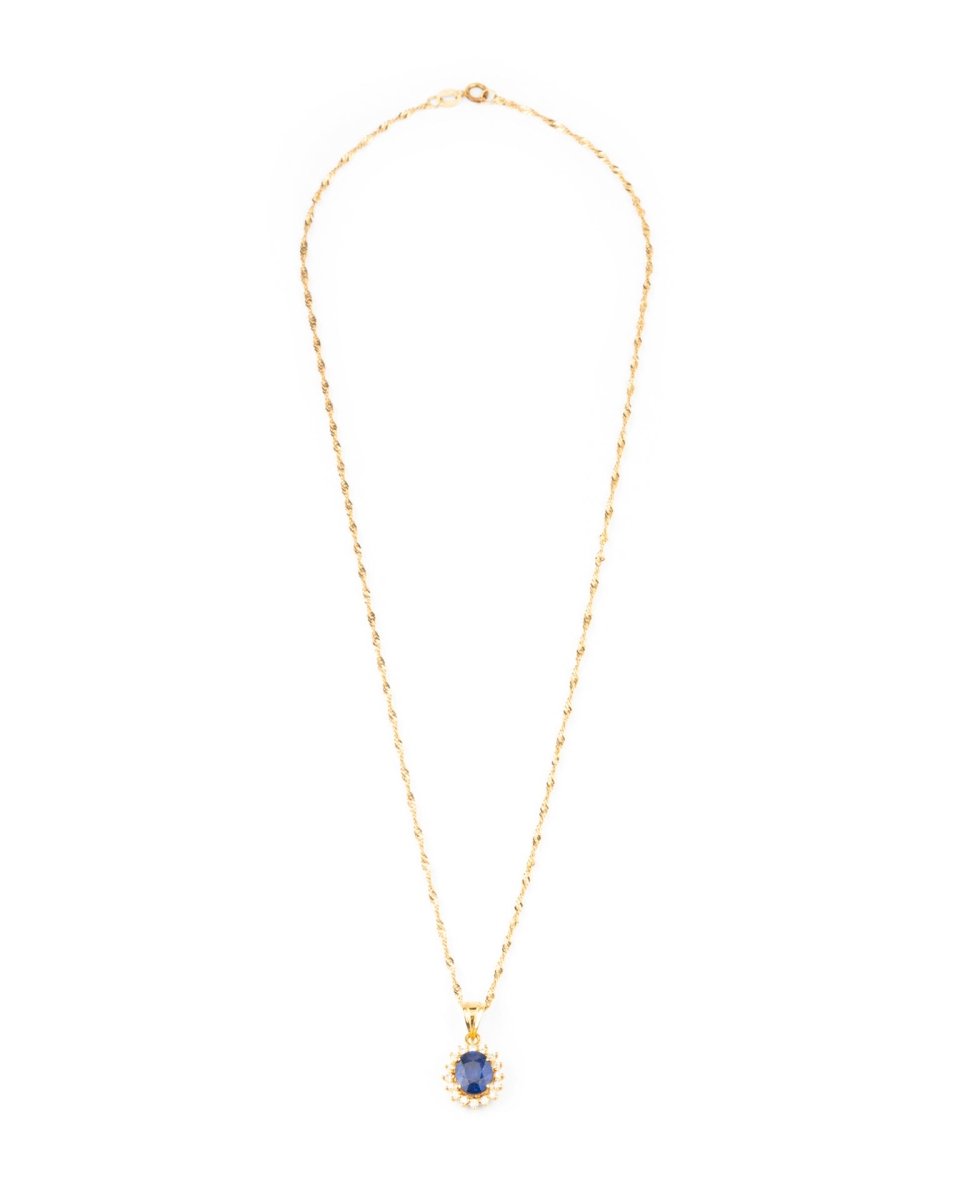 Collier et pendentif Marguerite en or jaune, saphir et diamants - Castafiore