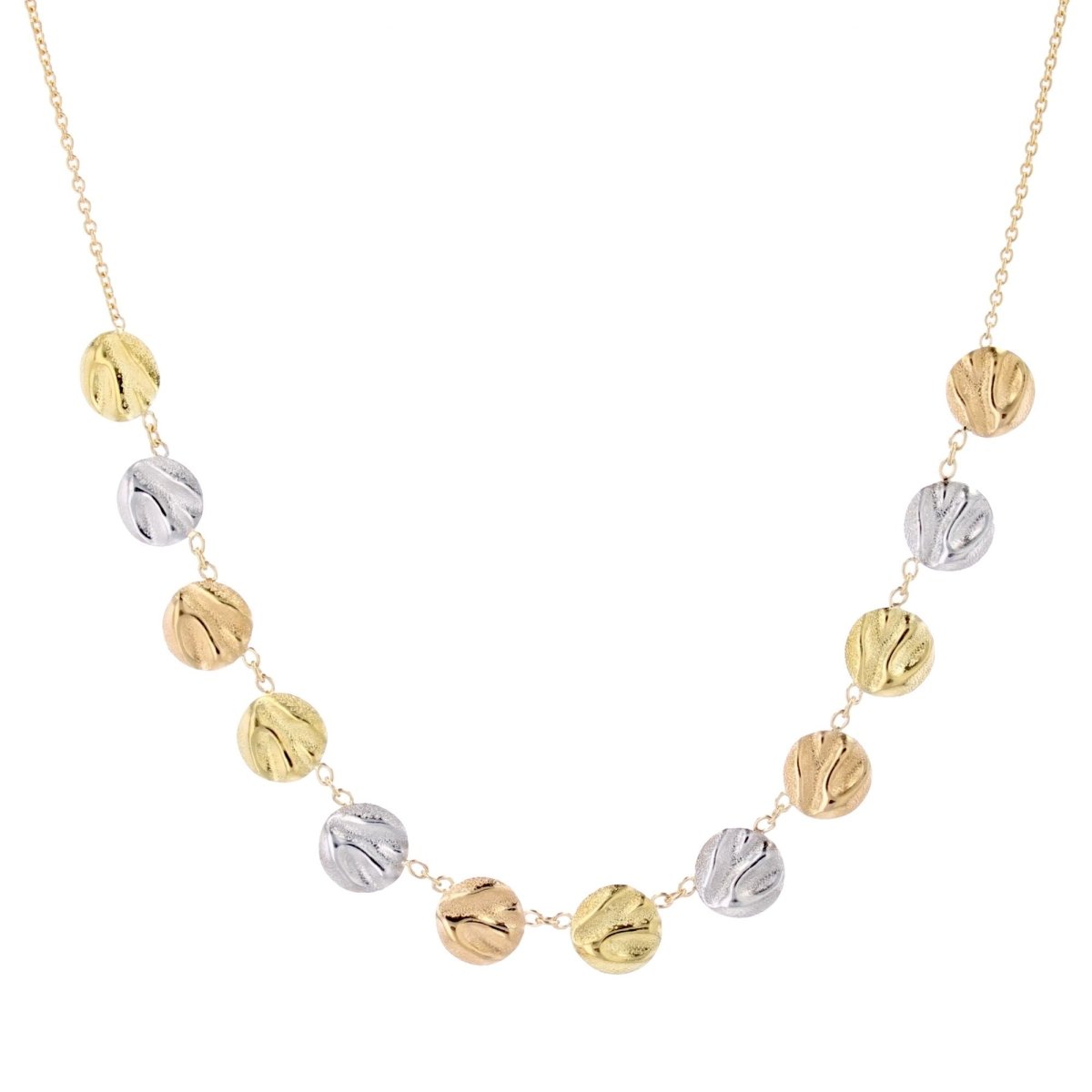 Collier Fin pastilles en or jaune, blanc et rose - Castafiore
