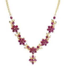 Collier Fleurs en or jaune et rubis - Castafiore