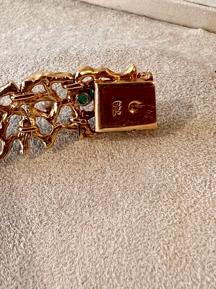 Collier Gilbert Albert Turquoises Diamants Perles Or jaune 18 carats - Castafiore