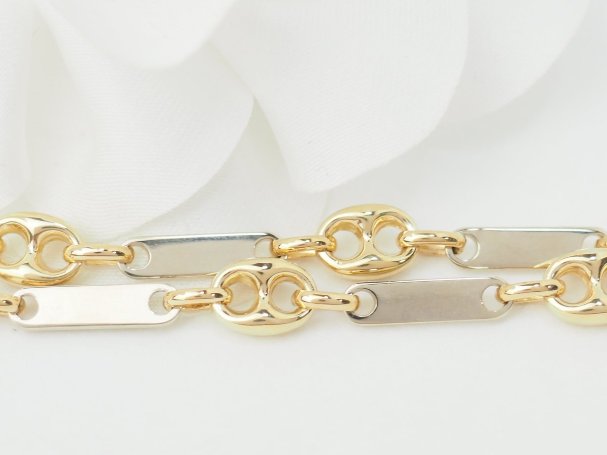 Collier grain de café or jaune et blanc - Castafiore