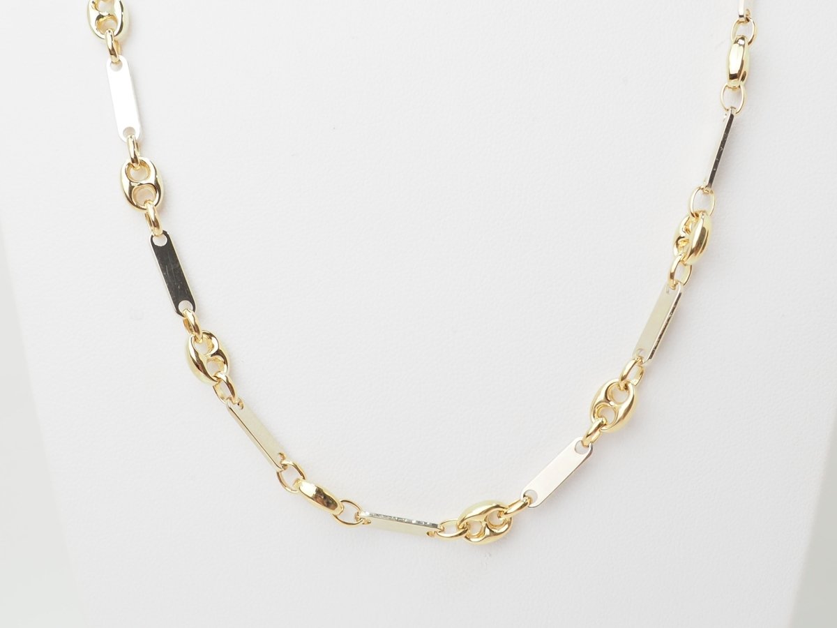 Collier grain de café or jaune et blanc - Castafiore