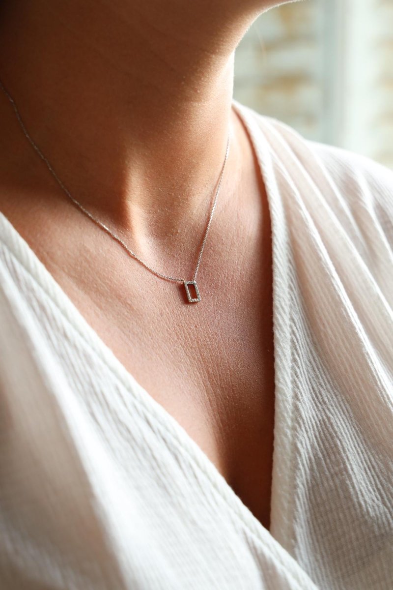 Collier Graphique Or blanc Diamant - Castafiore