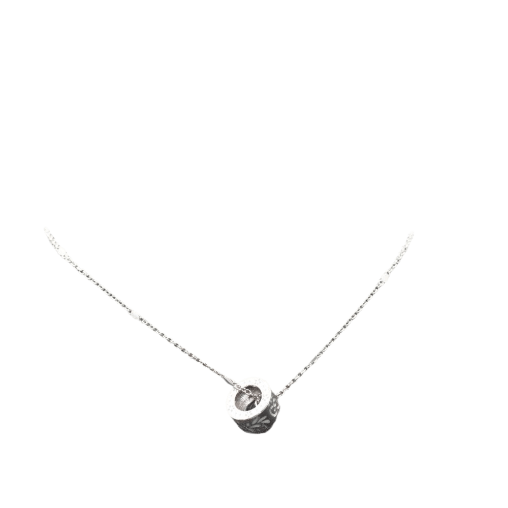 Collier GUCCI "Icon Blossom" en or blanc et émail - Castafiore