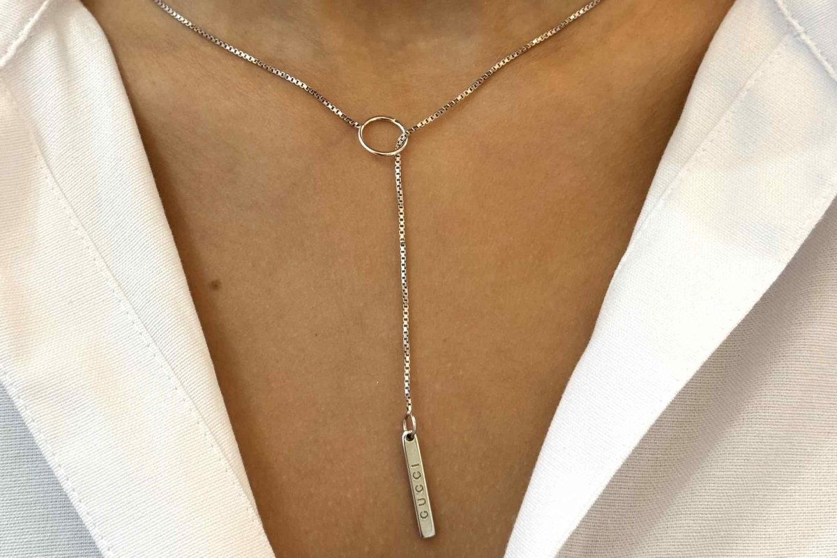 Collier Gucci "link to love" en or blanc 18k - Castafiore