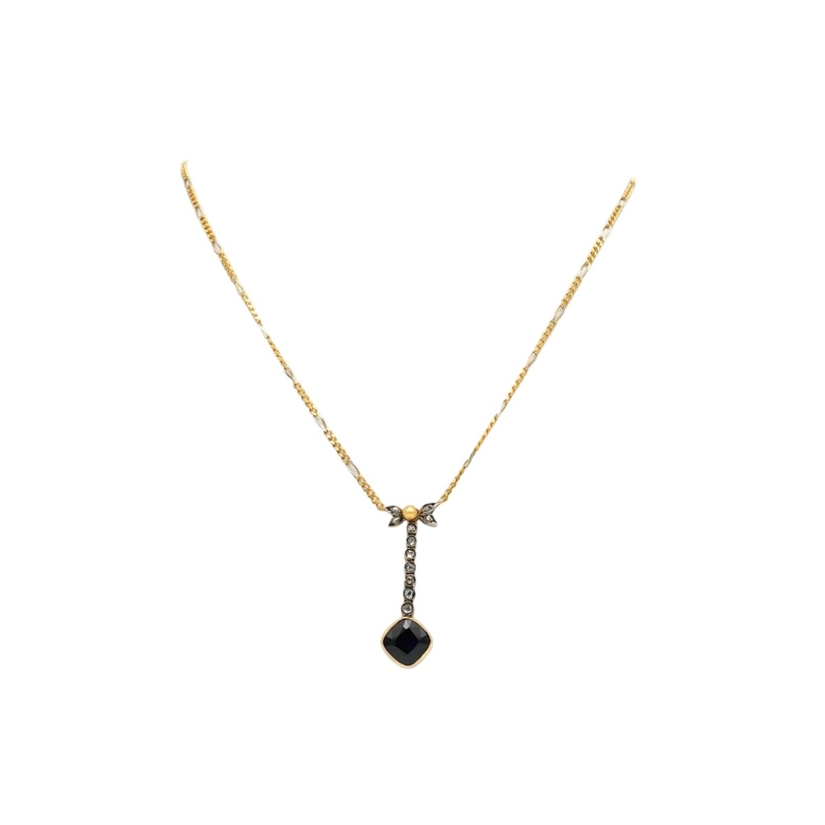 Collier Lariat en or blanc, or jaune, saphir, perle et diamants - Castafiore