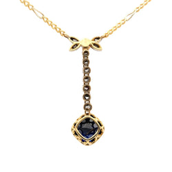 Collier Lariat en or blanc, or jaune, saphir, perle et diamants - Castafiore