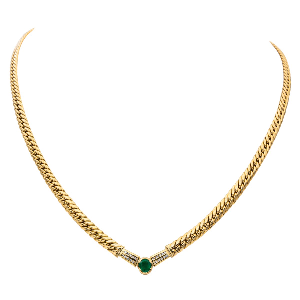 Collier Maille anglaise Or jaune Emeraude - Castafiore