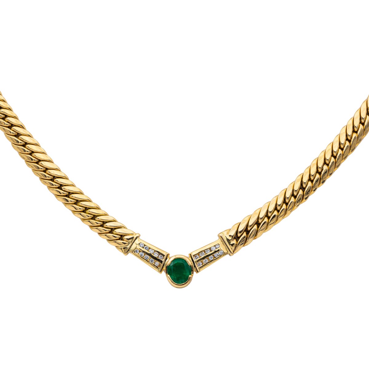 Collier Maille anglaise Or jaune Emeraude - Castafiore