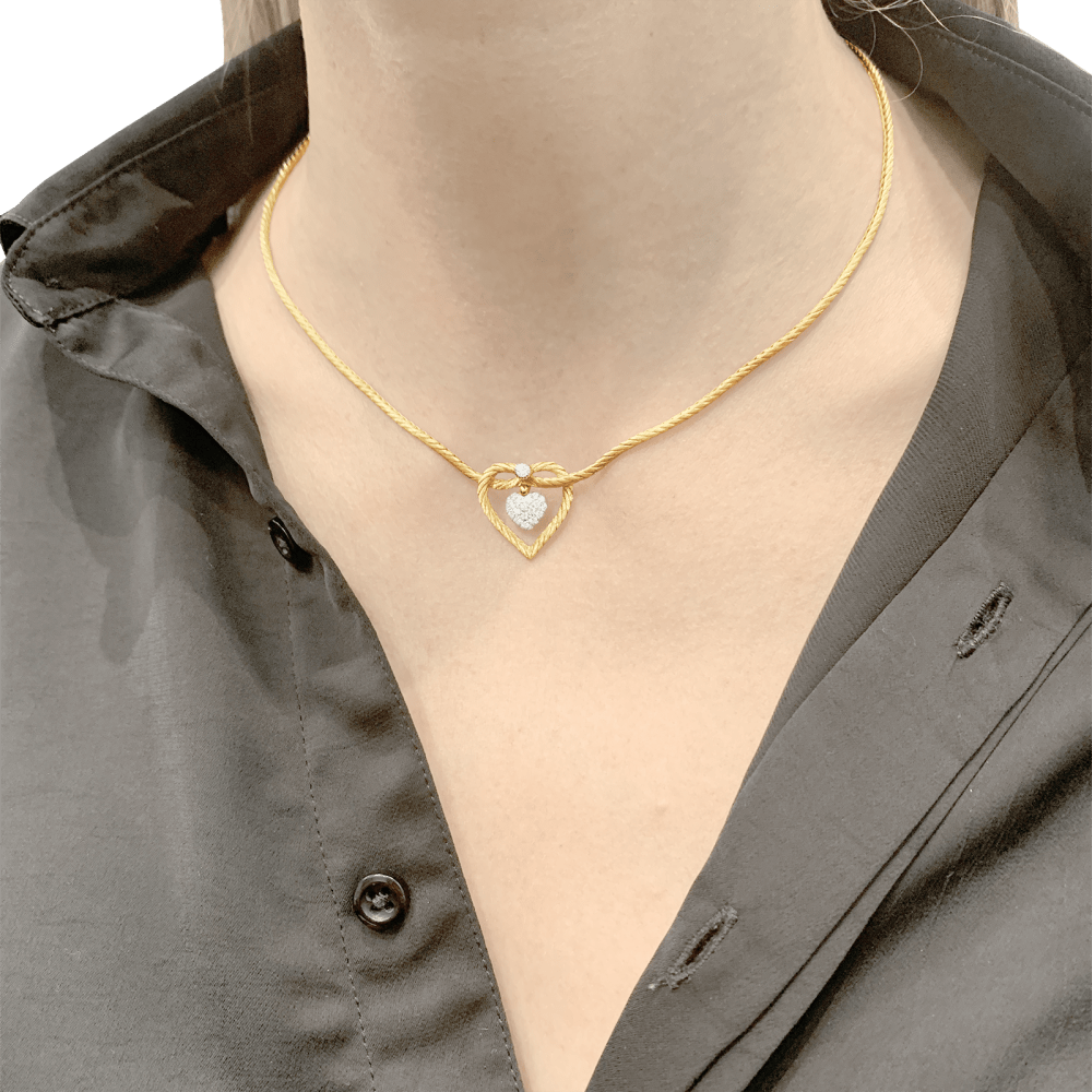 Collier Maille BUCCELLATI "Valentina" en or jaune, or blanc et diamants - Castafiore