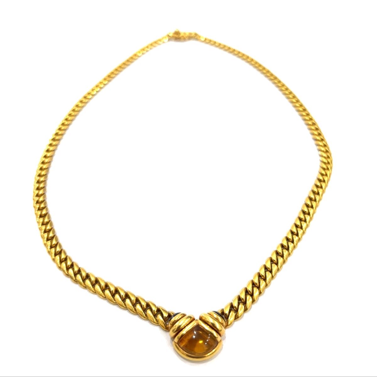 Collier Maille BULGARI en or jaune, citrine et saphirs - Castafiore