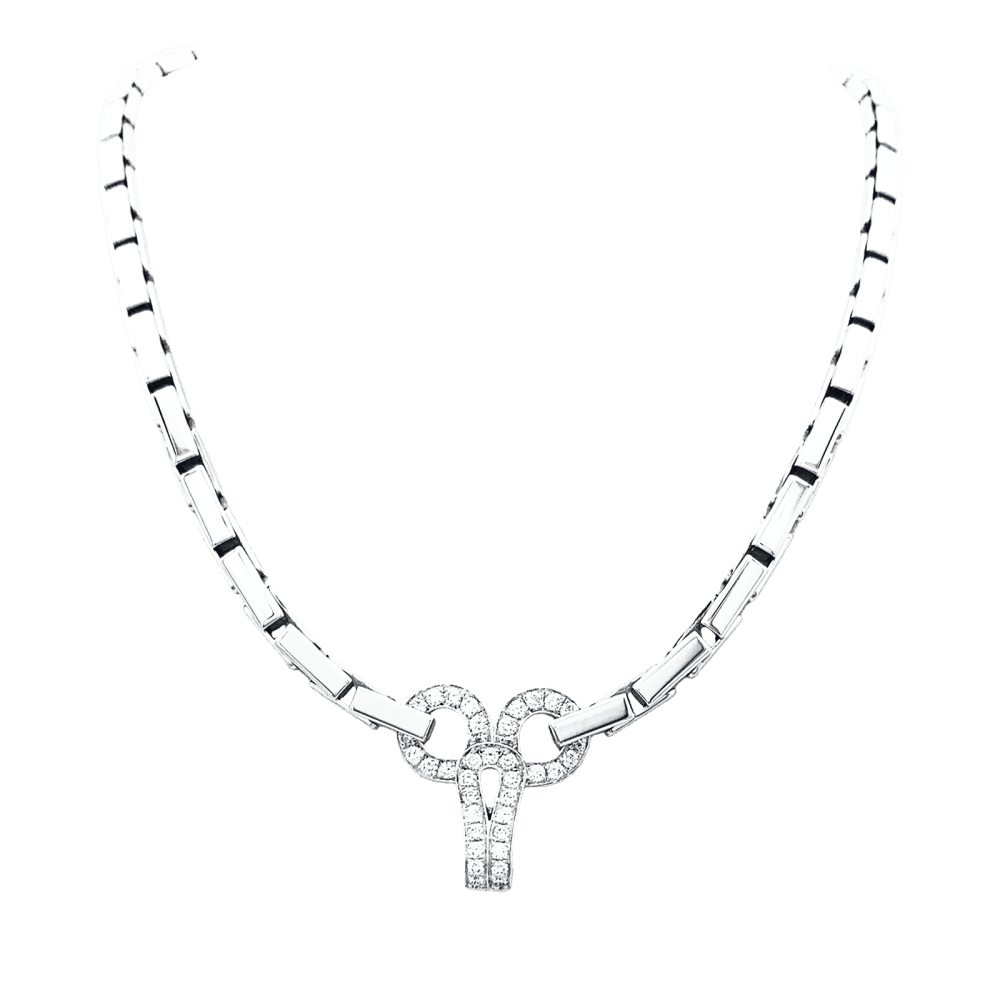 Collier Maille CARTIER "Agrafe" en or blanc et diamants - Castafiore