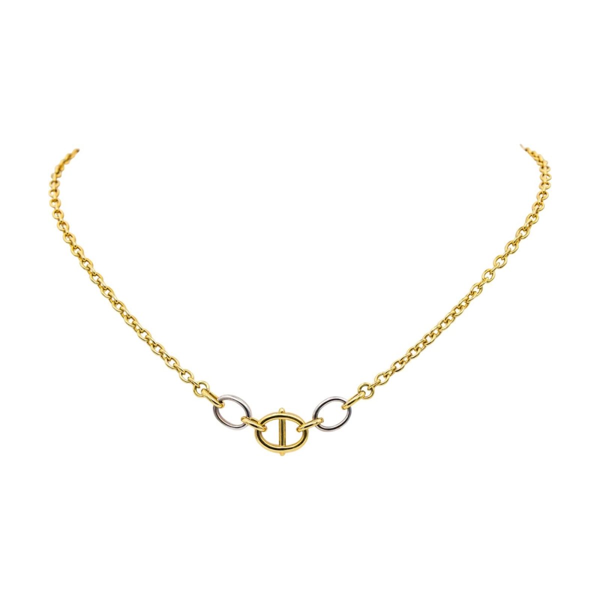 Collier Maille CARTIER "Étrier" en or jaune et or blanc - Castafiore