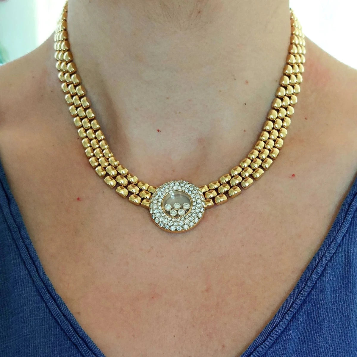Collier Maille CHOPARD "Happy Diamonds" en or jaune et diamants - Castafiore