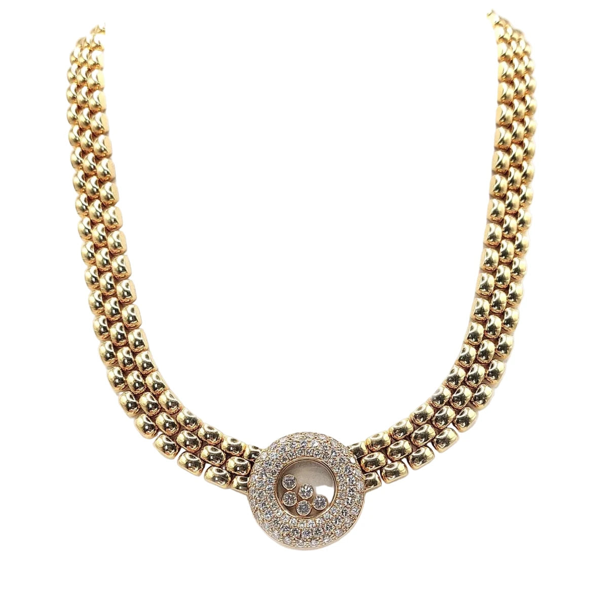 Collier Maille CHOPARD "Happy Diamonds" en or jaune et diamants - Castafiore