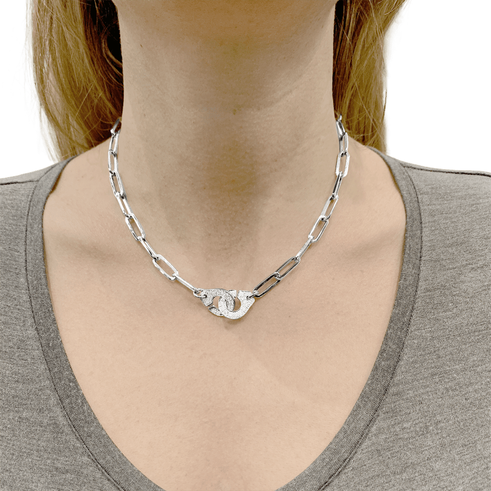 Collier Maille DINH VAN "Menottes R.15" en or blanc et diamants - Castafiore