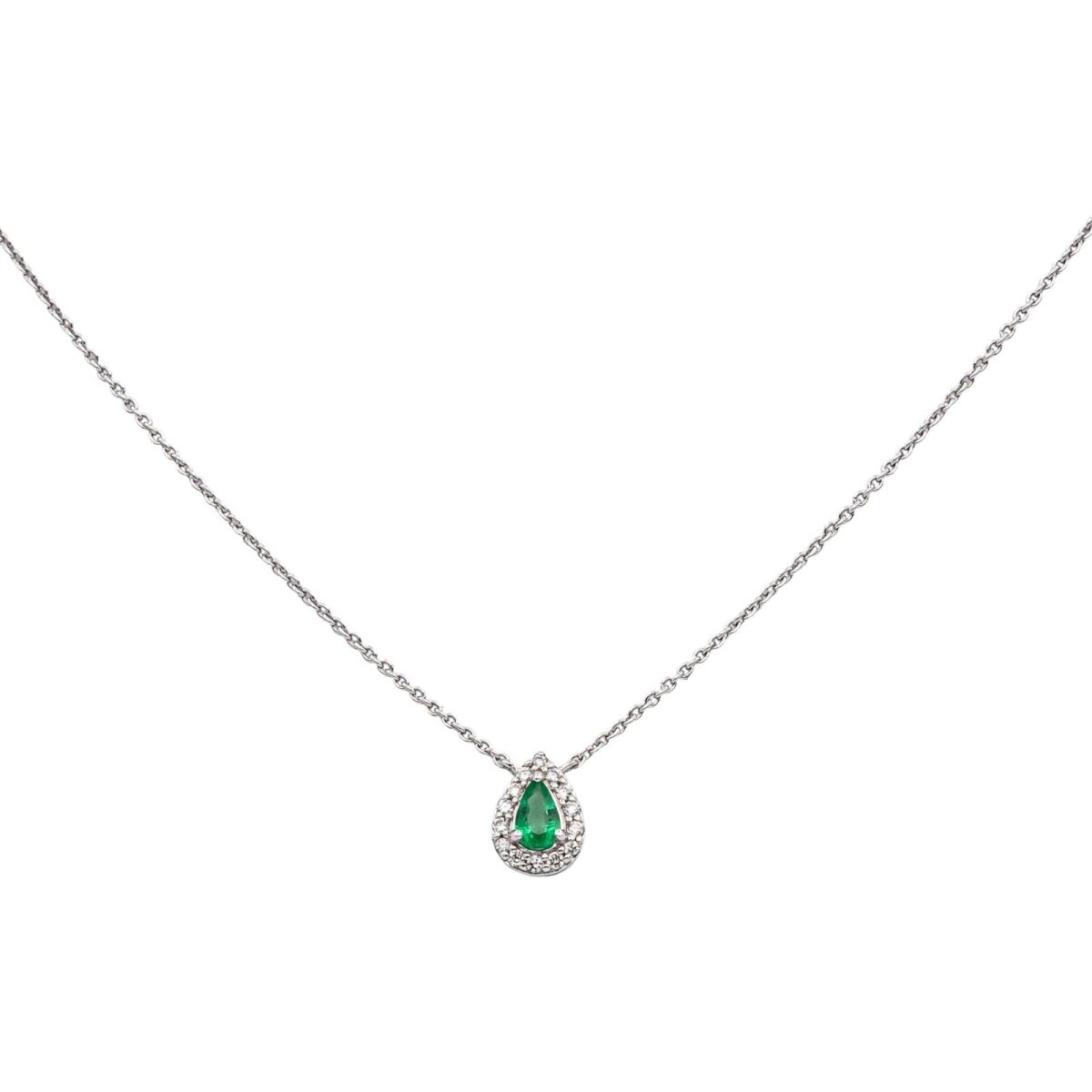 Collier Maille en or blanc, émeraude et diamants - Castafiore