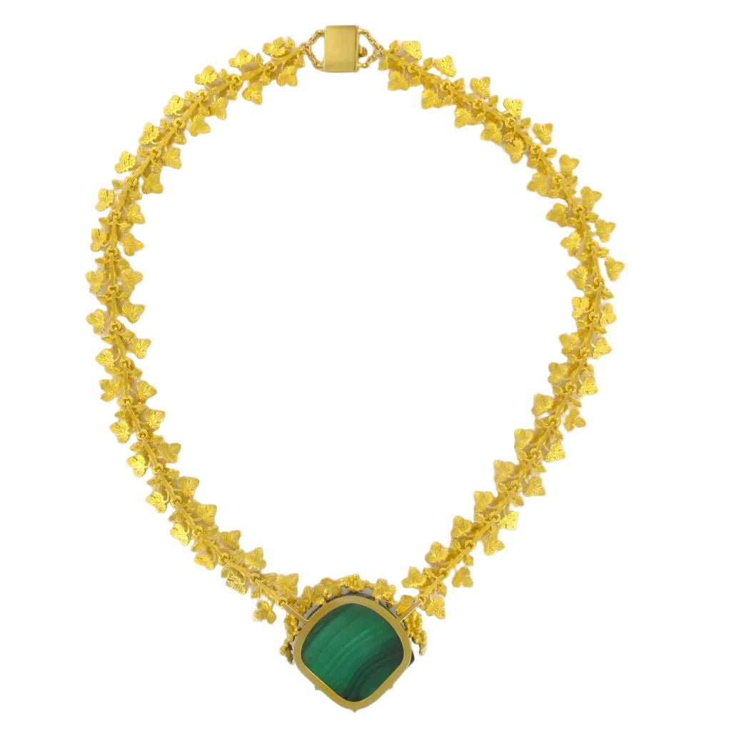 Collier Maille en or jaune et malachite - Castafiore