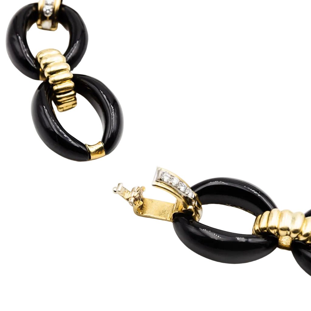 Collier Maille en or jaune, onyx et diamants - Castafiore