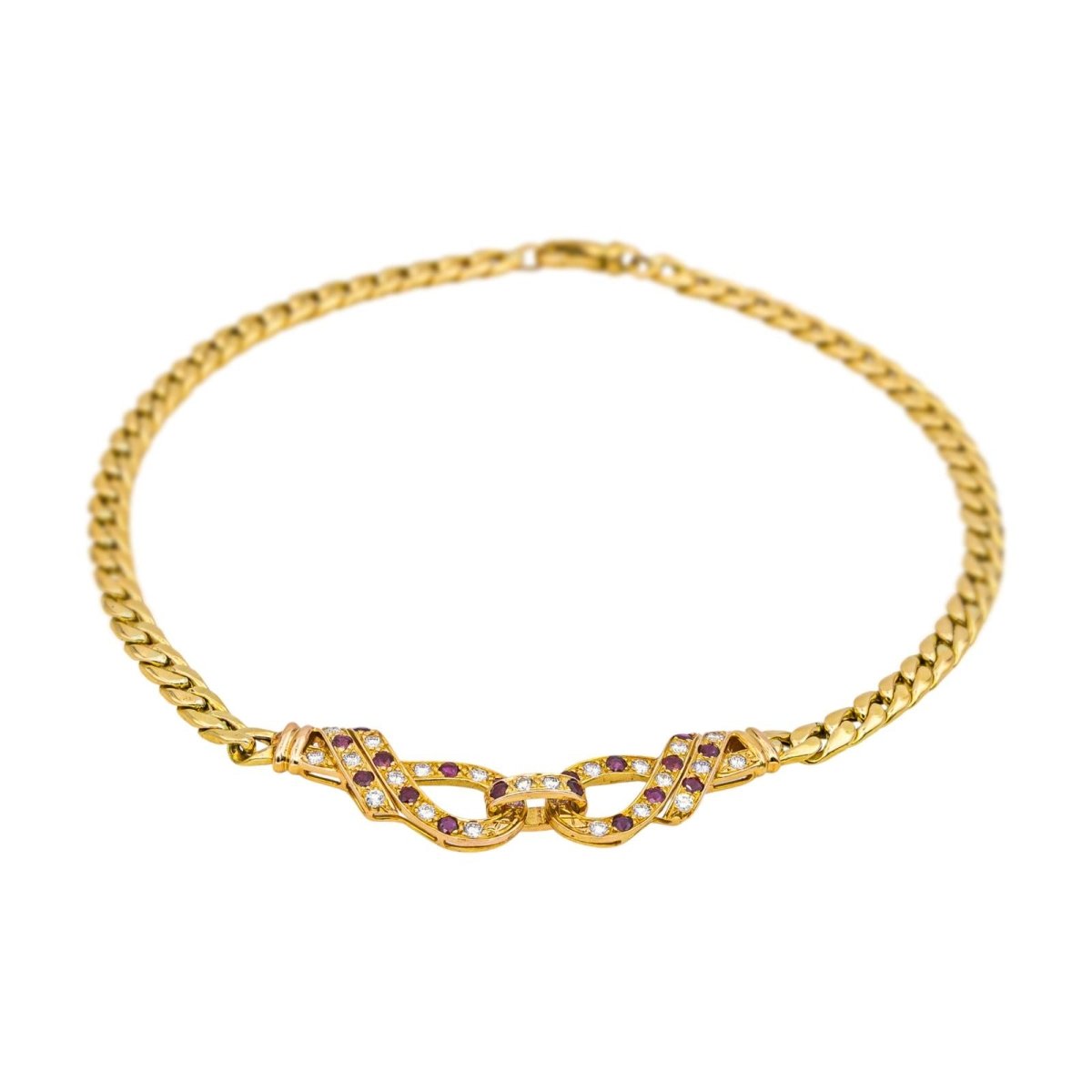 Collier Maille en or jaune, rubis et diamants - Castafiore