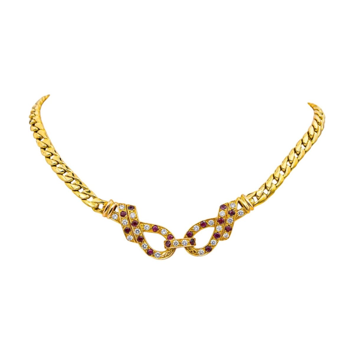Collier Maille en or jaune, rubis et diamants - Castafiore