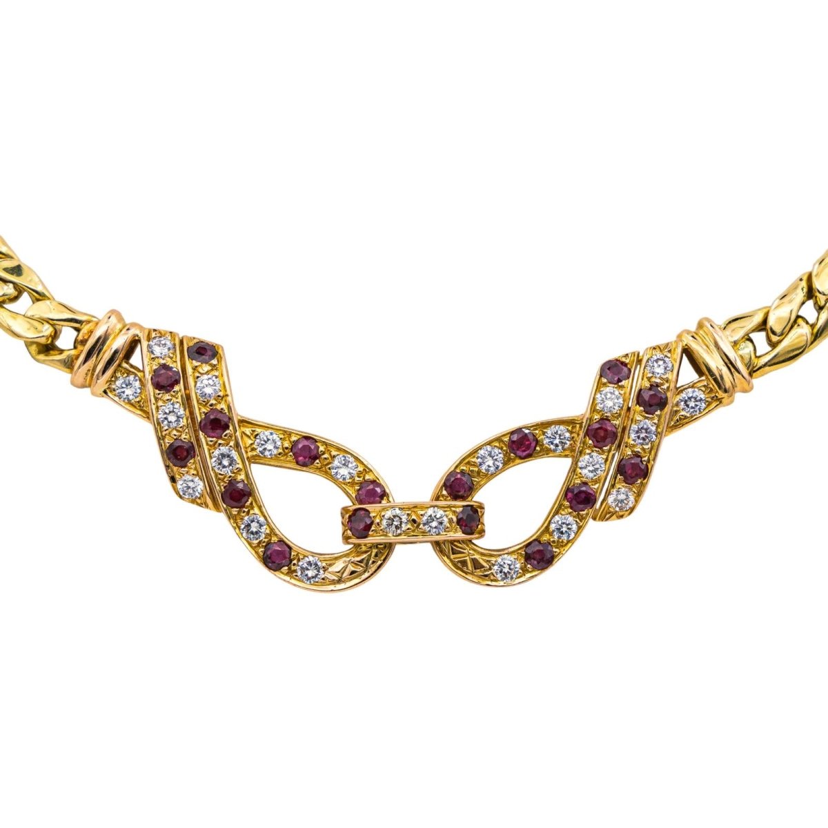 Collier Maille en or jaune, rubis et diamants - Castafiore