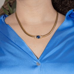 Collier Maille en or jaune, saphir et diamants - Castafiore