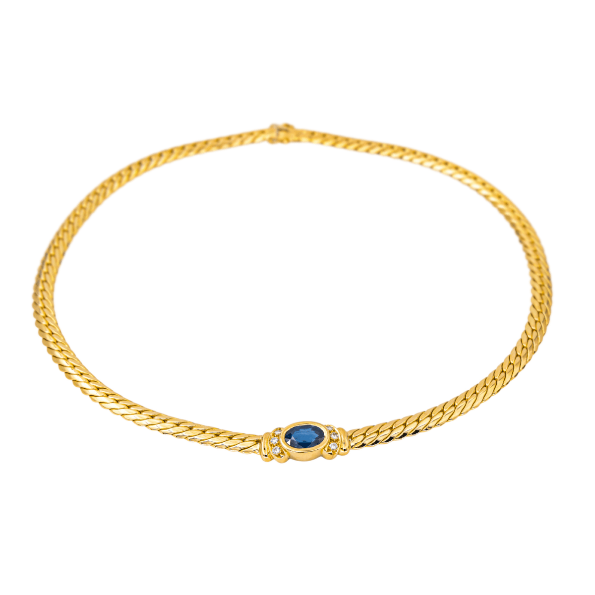 Collier Maille en or jaune, saphir et diamants - Castafiore